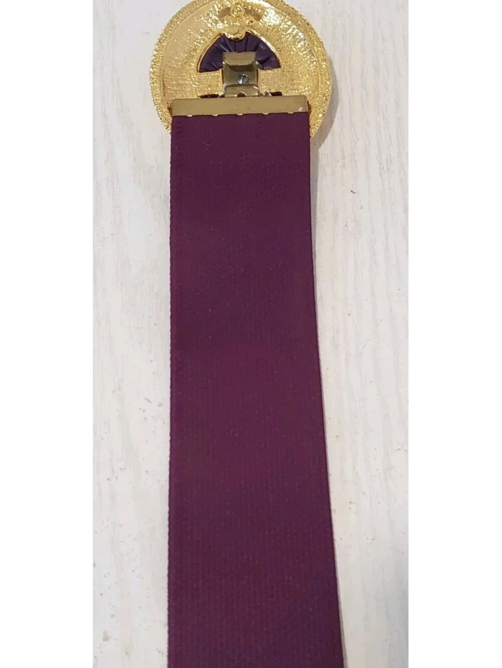 Vintage Day-Lor 80s Purple Elastic Cinch Belt L - XL Leather Buckle USA EUC